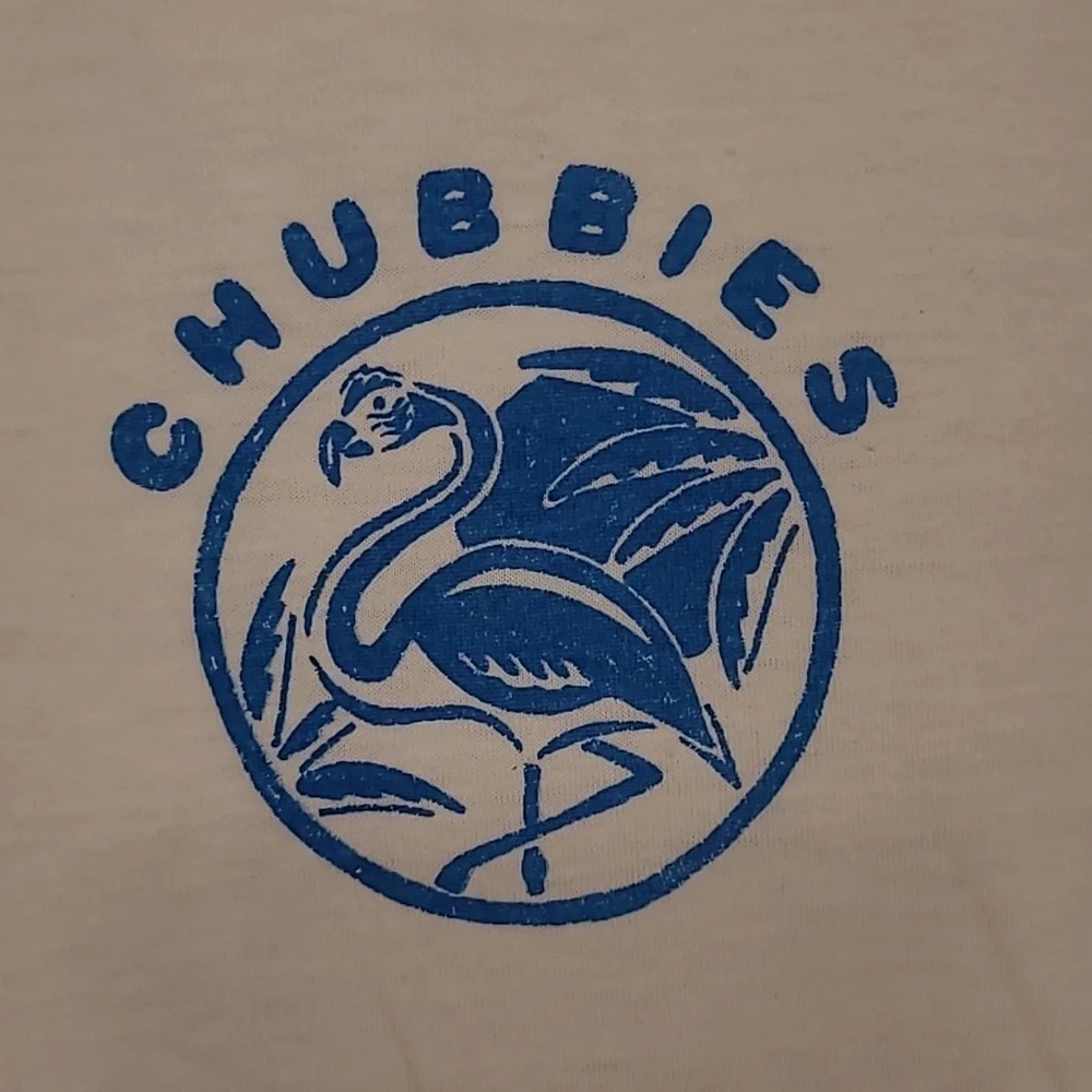 CHUBBIES White Blue The Flamingo Shirt Large Short Sleeve Mens T Shirt‎ NEW - Picture 4 of 8